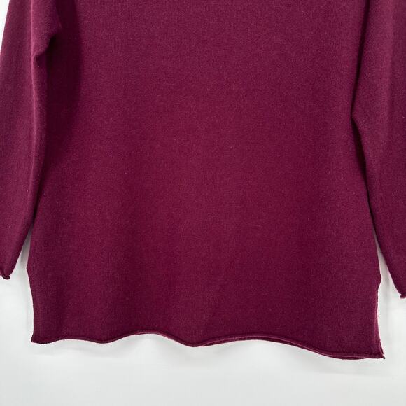 COPY - Eileen Fisher 100% Cashmere Funnel Mock Neck Sweater, Burgundy - Picture 4 of 10